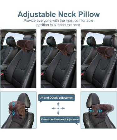 Rokehr Car Seat Neck Pillow - Adjustable Memory Foam Headrest for Comfortable Driving - Brown - Buy Online on GoSupps.com
