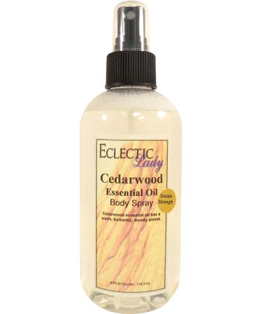 Cedarwood Essential Oil Body Spray (Double Strength) 8 ounces Body Mist for Women with Clean Light & Gentle Fragrance Long Lasting Perfume with Comforting Scent for Men & Women Cologne with Soft 8 Fluid Ounces (Double Strength)