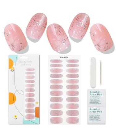 Jmeowio nail film glitter pink gel nail films self -adhesive nail sticker decoration nail design accessories glittering single -color pink