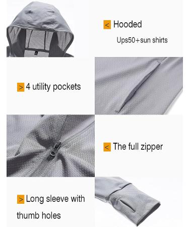 Locachy Men's UPF 50+ Sun Protection Lightweight Full Zip Hoodie Jacket - Black, Medium - Buy Online on GoSupps.com