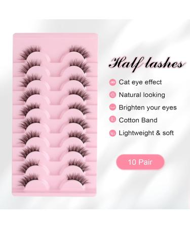 Parrarri Half Eyelashes - 10 Pairs Cat Eye 3D Reusable Fake Lashes | Premium Quality Artificial Eyelashes H-16 - Buy Online on GoSupps.com
