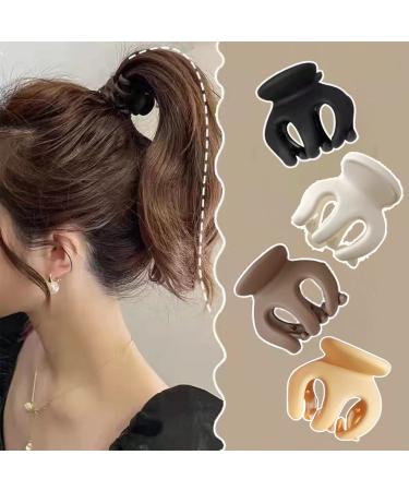 4PCS Ponytail Hair Claw Clip High Ponytail Fixed Hairpin Women Back Head Frosted Hairpin Anti-Sagging Headwear Barrette Hair Accessories