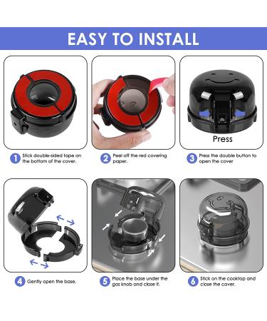 Child Safety Stove Knob Covers (5+1 Pack) - Large Universal Size, Double-Key Design - Gas Oven Knob Covers for Babies & Pets - Black - Buy Online on GoSupps.com