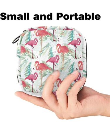 Rosa Flamingo Pattern Storage Bags | Tropical Leaves Menstrual Pad & Cup Bag | Zipper Bags for Teens & Women - Buy Online on GoSupps.com