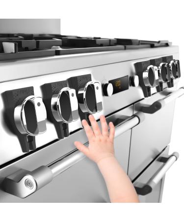 Gas Stove Baby Proof Knobs Locks (6 Pack), Aukfa Child Proofing Oven Knob Lock  No Tools Needed(Black)