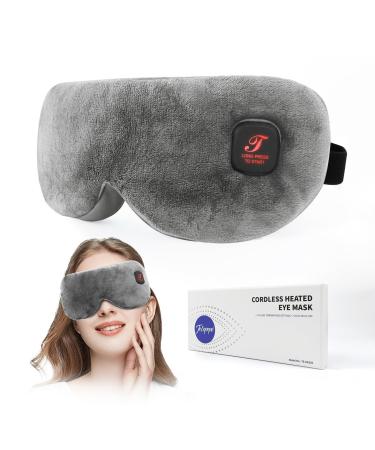 Heated Eye Mask for Dry Eyes Cordless Warm Eye Compress Styes Blepharitis 3 Temperature Settings Washable 1000mAh Gifts for Friends (Grey)