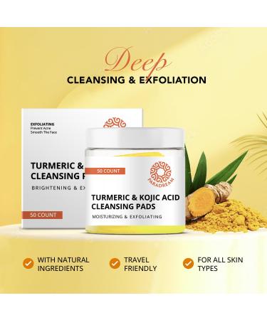 Paradream Turmeric Kojic Acid Cleansing Pads: Face Exfoliating Scrub Pads for Dark Spots - Deep Clean Pores Suitable for all Skin Types 50PCS 50 Count (Pack of 1) - Buy Online on GoSupps.com