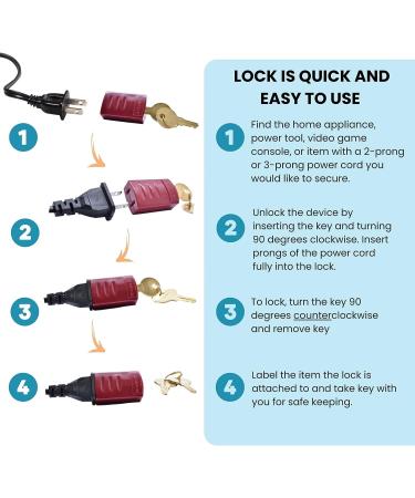 Roride Electrical Power Cord Plug Lock Device-Electrical Safety Baby Proofing Toddler Proofing Teen Proofing-OSHA Plug Lockout Approved-Prevent Dangerous Home Appliance Power Tool Injuries (RRKA) Red RR Key Alike (RRKA) - Buy Online on GoSupps.com