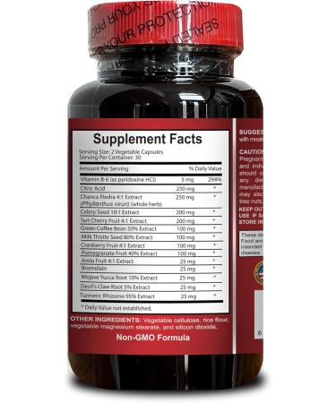 URIC Acid Formula - Natural Kidney Herbal Supplements for Uric Acid Control & Flush - 60 Capsules - Buy Online on GoSupps.com