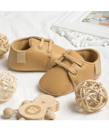 Infant Baby Boys Girls Oxford Shoes | Anti-Slip PU Leather Sneakers 12-18 Months A Khaki - Buy Online on GoSupps.com