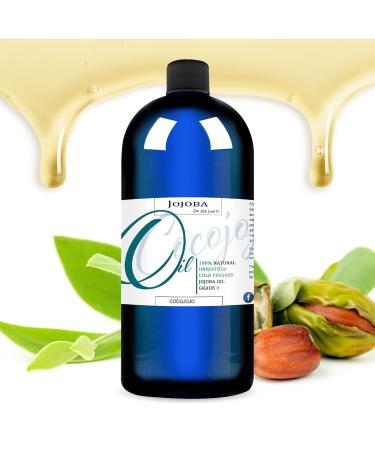 Dr Joe Lab Jojoba Oil Organic Cold Pressed for Hair Growth Skin Face Deep Moisturizing Anti-Aging Essential Oils - 32 Fl Oz 32 Fl Oz (Pack of 1)