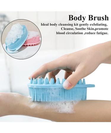 Silicone Body Scrubber Loofah 2 Pack - Exfoliating Bath Brush for Shower - Shampoo Brush - Soft Silicone Body Scrub for Men Women - Pink & Blue - Buy Online on GoSupps.com