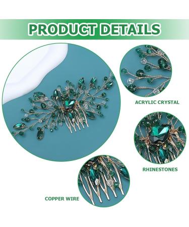 Green Hair Crystal Comb Accessories Wedding Hair Pin Accessories for Women Girls Bridal Bridesmaid Guest Gold Emerald Green Rhinestone Vine Headpiece Hair Clips for Prom Wedding - Buy Online on GoSupps.com