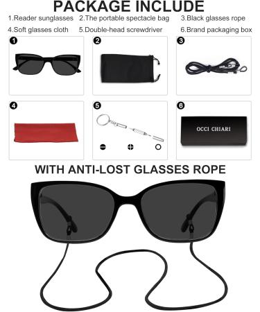 OCCI CHIARI Women s Reader Sunglasses - 2.5 Magnification - Stylish Black Reading Glasses for International Shipping - Buy Online on GoSupps.com