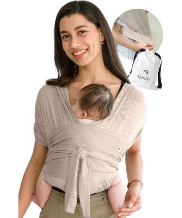 Konny Baby Carrier Flex Summer - Adjustable Air-Mesh Carrier, Hassle-Free, Easy to Wear Infant Sling Wrap, Perfect for Newborn Babies up to 44 lbs Toddlers (XS-XL) - Beige Adjustable (XS  XL) Air Mesh - Beige