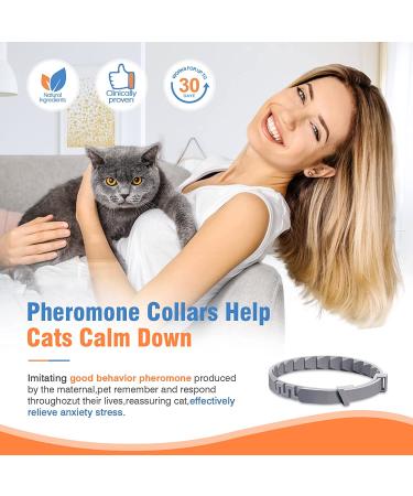 Cat Calming Collar 4 Pack - Pheromone Collar for Anxiety Relief - Long-Lasting 30 Days - Adjustable Breakaway Design - Gray - Buy Online on GoSupps.com