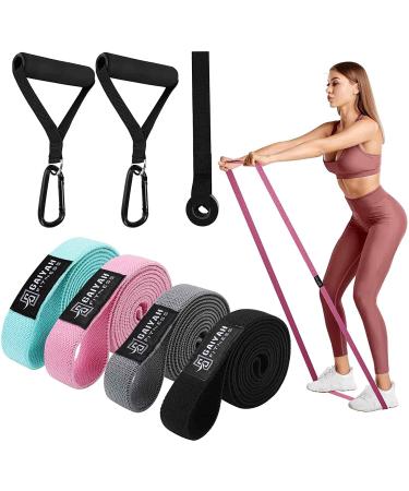 GAIYAH FITNESS Long Resistance Bands Fabric Resistance Bands Women Exercise Bands Resistance For Women Pull Up Bands Set Stretch Bands For Exercise Workout Bands Resistance Loop Bands With Handle Green Pink Gray Black