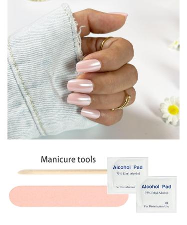 Buy Semi Cured Gel Nail Strips - 20pcs Pink Pearl Shimmer | DIY Gel Nail Wraps for Home Use - Buy Online on GoSupps.com
