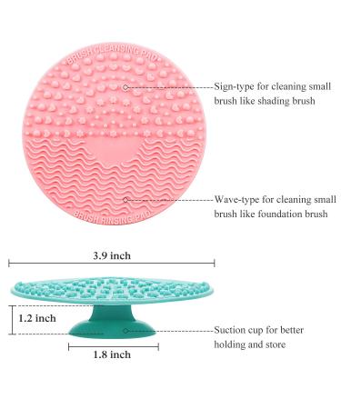 4 Pack Silicone Makeup Brush Cleaning Mat - Round Cosmetic Brush Cleaner Pad with Suction Cup (Green, Purple, Pink, Rose Red) - Buy Online on GoSupps.com