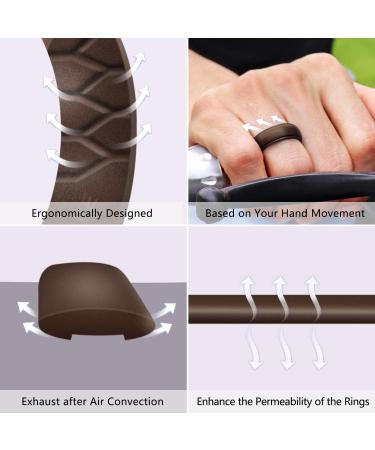 Forthee Men's Silicone Wedding Ring 7-Pack - Breathable Airflow Inner Curve Bands for Crossfit Workout - Silver, Dark Gray, Black, Bronze, Azure Blue, Dark Green, Navy - Size 10 (19.8mm) - Buy Online on GoSupps.com