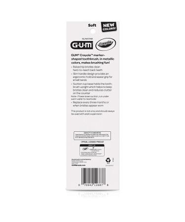 GUM Crayola Metallic Marker Toothbrushes for Kids - Soft Bristles, Ages 5+, Assorted Colors - 18 Brushes - Buy Online on GoSupps.com