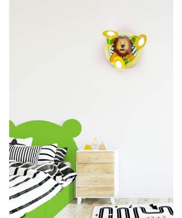 Elobra Ceiling Lamp Lion - Kids Animal Lamp for Boys & Girls | 3 Swivel Spots E14 Socket | Green & Yellow Children's Lighting - Buy Online on GoSupps.com