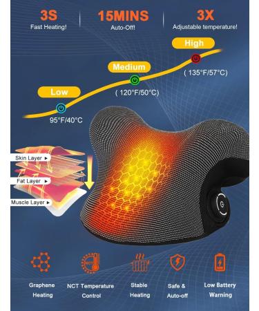 Wireless Heated Neck Stretcher for Pain Relief Portable Cordless Neck Shoulder Cervical Traction Device with Graphene Heating Pad Magnetic Therapy Relaxer Black - Buy Online on GoSupps.com