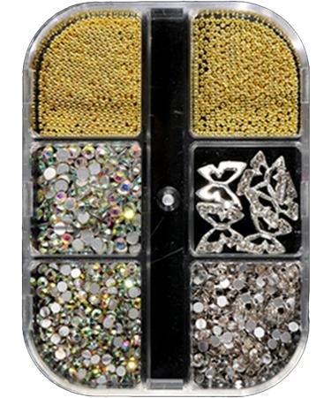 6 Grids Flower Nail Parts Decoration Mixed Steel Beads Gems Charms Floral Steel Beads Manicure Decoration Accessories Flower Nail Charms for Women - Buy Online on GoSupps.com