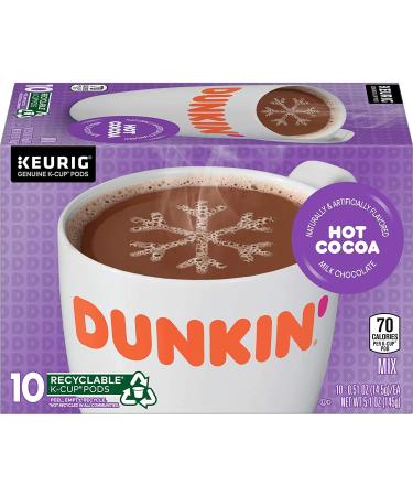 Dunkin' Milk Chocolate Hot Cocoa, 10 Keurig K-Cup Pods Hot chocolate 10 Count (Pack of 1)