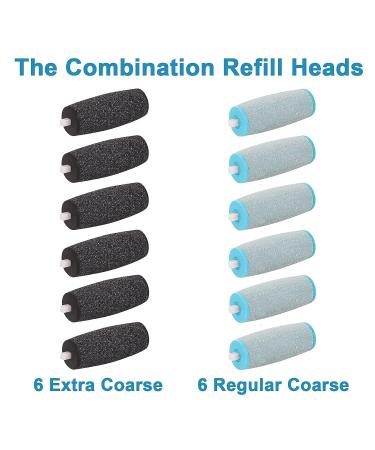 Nestns Replacement Roller Refill Heads for Amope Pedi Electronic Foot File - 6 Extra Coarse Black & 6 Regular Coarse Blue Refills with Diamond Crystals - Buy Online on GoSupps.com