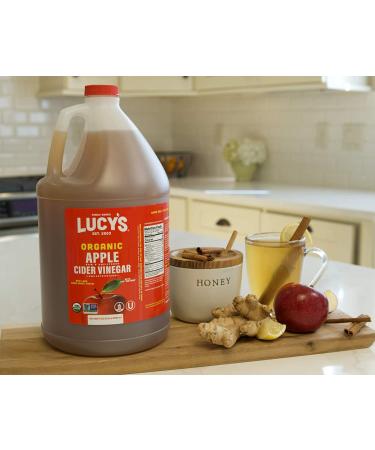Lucy's Family Owned USDA Organic NonGMO Raw Apple Cider Vinegar - Unfiltered, Unpasteurized, With the Mother (Gallon) | 128 Fl Oz - Buy Online on GoSupps.com