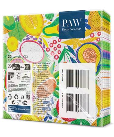 PAW 3-Layer Colorful Tropical Fruits Napkins - 20 Pieces | Perfect for Birthdays Weddings & Parties | 33x33 cm Paper Napkins - Buy Online on GoSupps.com