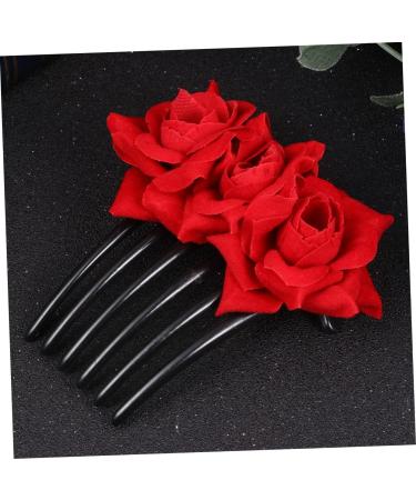 Didiseaon 1pc Red Rose Hair Comb Pearl Hair Pin Red Rose Flower Hair Comb The Rose for Women Floral Comb Hair Combs for Women Barrettes for Women Bride Wedding Headgear - Buy Online on GoSupps.com