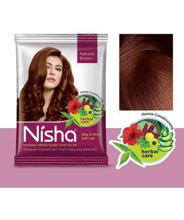 Nisha Natural Brown Hair Color Dye - Ammonia-Free Henna Powder (Pack of 10 15g) - International Shipping Available - Buy Online on GoSupps.com