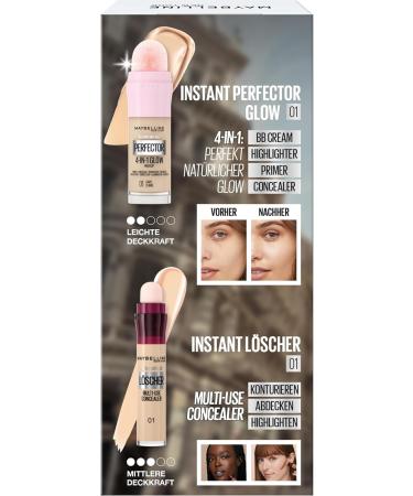  Maybelline Maybelline New York 4-in-1 Instant Foundation #01 Light 20ml + Instant Anti-Aging Concealer #01 Light 7ml - Buy Online on GoSupps.com