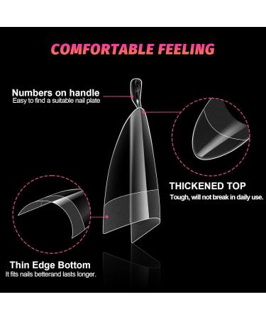 Ranrose Short Almond Nail Tips - 600PCS Clear Half Cover Soft Gel - 12 Sizes for Acrylic Nails - Professional Quality Fake Nails for Salon & Home DIY Manicure - Buy Online on GoSupps.com