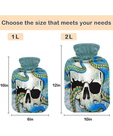 Naanle Ocean Octopus Skull Hot Water Bottle - 1L Transparent Heat Bottle with Cover for Bed Hand & Foot Warmer Pain Relief & Cold Therapy - Buy Online on GoSupps.com
