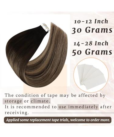 Ugeat Black & Caramel Brown Real Hair Tape Extensions - Ombre 20 Pieces 40cm 50g | Invisible & Seamless Hair Extensions - Buy Online on GoSupps.com