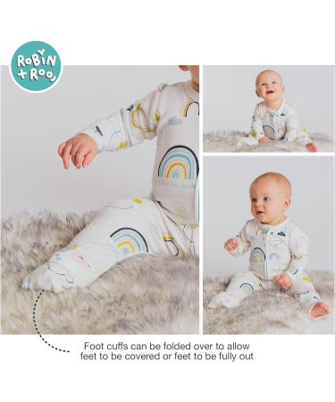 100% Cotton Two-Way Zipper Baby Sleepsuit Unisex Onesie Romper 3-6 Months Rainbow - Buy Online on GoSupps.com