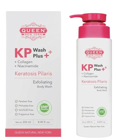 QUEEN KP WASH | Exfoliating Body Wash for Keratosis Pilaris with Collagen & Niacinamide | 15% Glycolic Acid 2% Salicylic Acid - Fragrance Free for Smooth Skin - Buy Online on GoSupps.com