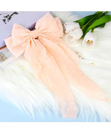 Silky Satin Hair Bows 2 PCS Big Pink/Blue Bow Hair Clips Set Bowknot Metal Spring Clip Oversized Long Tail Hair Ribbons Ponytail Holder French Hair Barrettes Hair Styling Accessories for Women - Buy Online on GoSupps.com