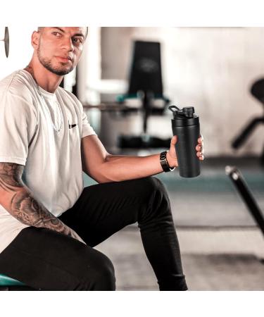 Rocky & Chao 900 ml Stainless Steel Protein Shaker | Black Sports Bottle for Protein Diet & Fitness Shakes - Buy Online on GoSupps.com