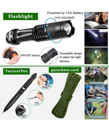Survival Kit 15 in 1 - Ultimate Outdoor Emergency Set with Rescue Blanket Paracord Bracelet Flashlight & More | Perfect for Hiking Camping & Bushcraft Adventures - Buy Online on GoSupps.com