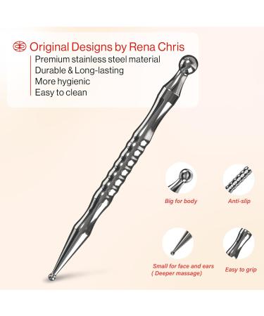 Rena Chris Stainless Steel Gua Sha & Acupuncture Pen | Reflex Zone Massage Tool for Muscle Tension Relief - Buy Online on GoSupps.com