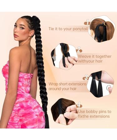 MY-LADY Long DIY Braided Ponytail Extension 34 inch Natural Black - Soft Synthetic Hairpiece for Women - Buy Online on GoSupps.com