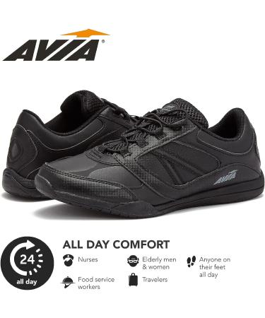Avia Focus Black Non Slip Women's Comfort Shoes for Work, Nursing, Restaurants & Walking - Size 7.5 - Buy Online on GoSupps.com