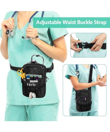 Trunab Vet Nurse Pouch with Multiple Pockets Nurse Waist Bag Fanny Pack with Adjustable Waist Strap for Stethoscope Scissors and Other Medical Supplies Black - Patented Design Black 1 - Buy Online on GoSupps.com