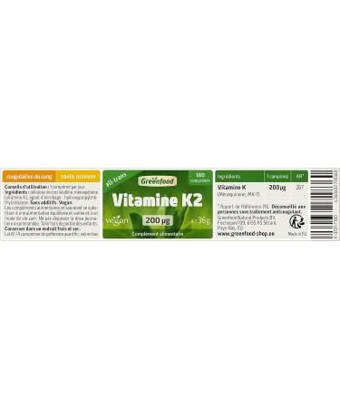 Greenfood Vitamin K2 (MK-7 all-trans) 200 mcg high dose 180 tablets vegan - for the maintenance of normal bones. - Buy Online on GoSupps.com