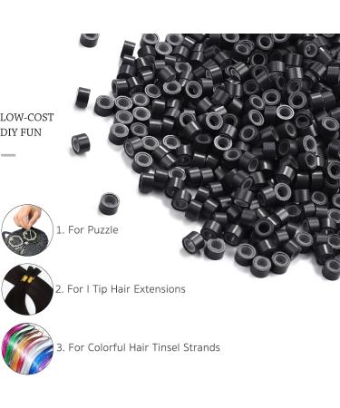 Yamel Micro Links Bead Hair Extensions Rings 480 Pieces 5mm Black Silicone Lined Beads for Human Hair Extensions - Buy Online on GoSupps.com
