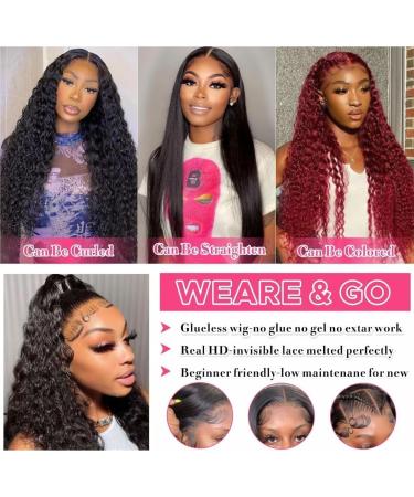 MSGEM 12A Brazilian Virgin Human Hair Water Wave Lace Front Wig 18 180% Density - Glueless, HD Transparent Lace Front Wig for Black Women - Buy Online on GoSupps.com